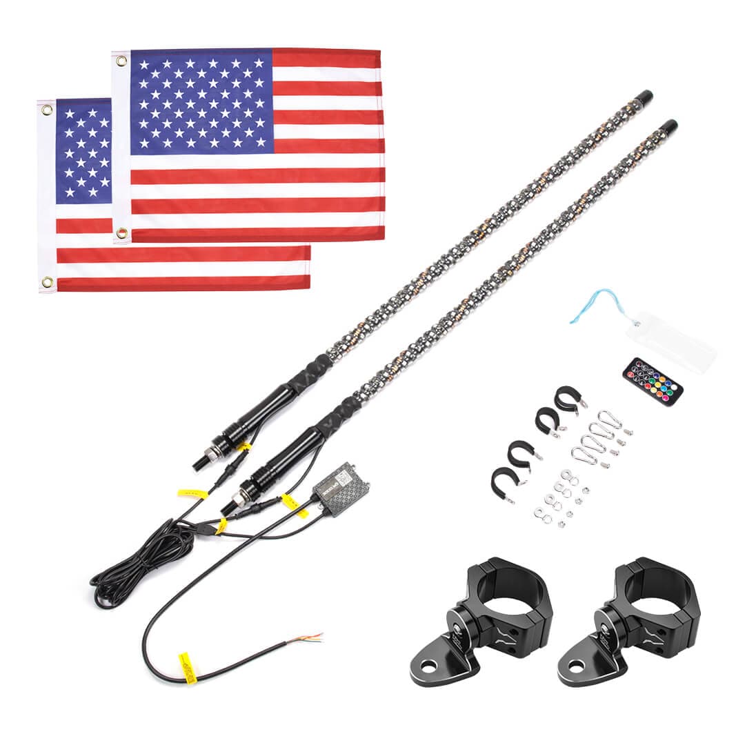 KEMIMOTO Maverick X3 whip light LED 3FT bluetooth coppia