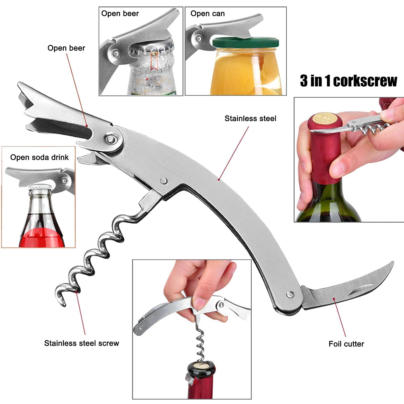 Kuuleyn Kit apribottiglie vino 5 pezzi con cavatappi