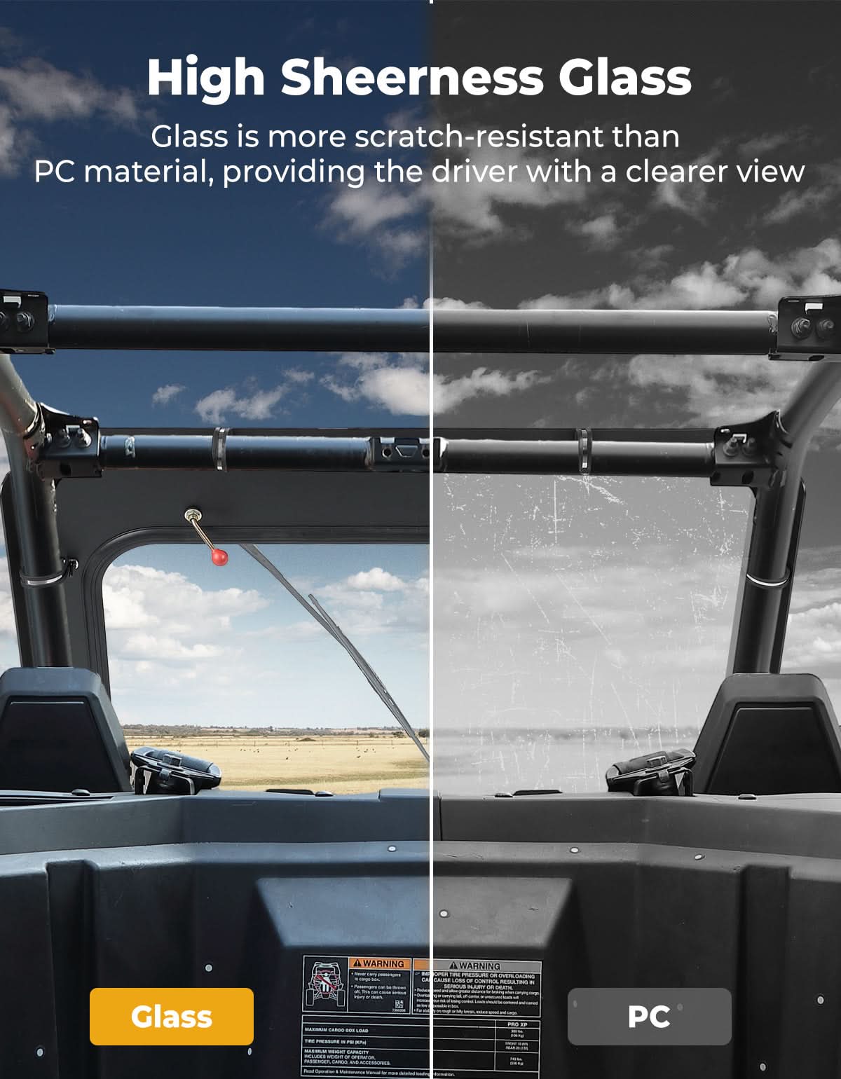 Kemimoto RZR PRO XP parabrezza vetro con tergicristallo