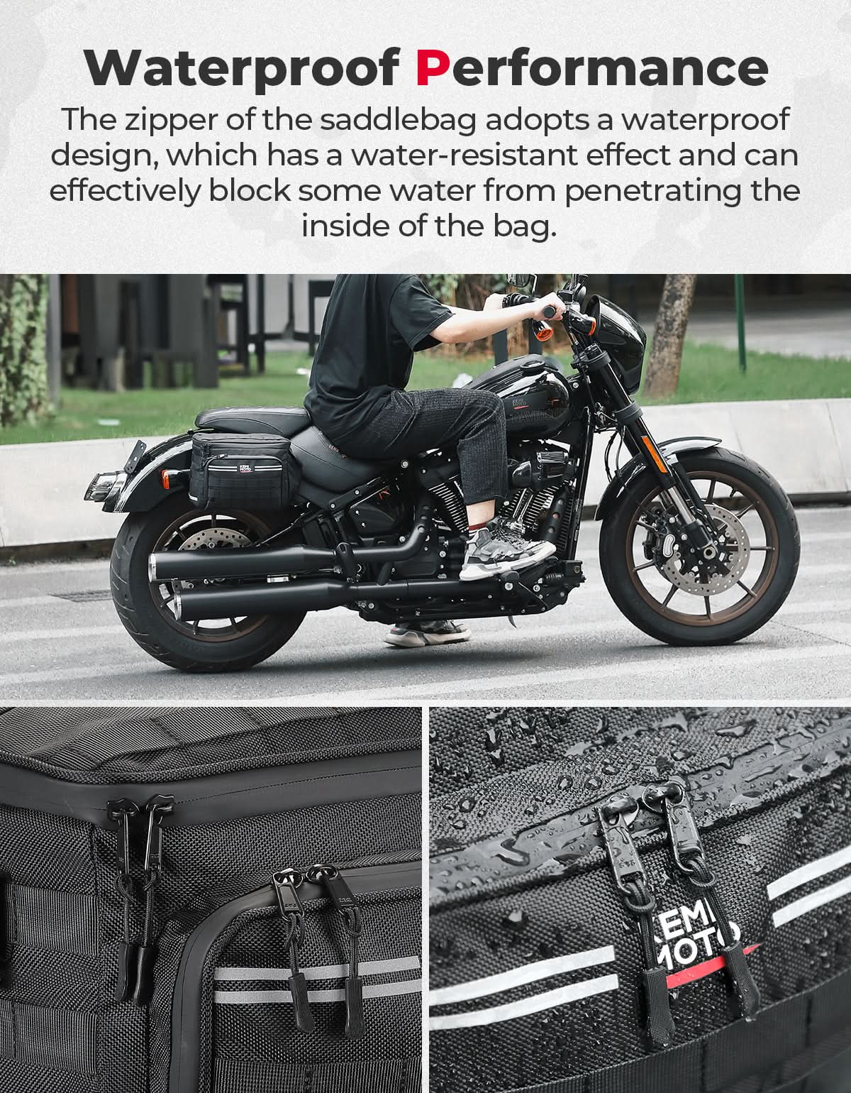 KEMIMOTO Cruiser 15L borse laterali moto Softail Dyna con staffe
