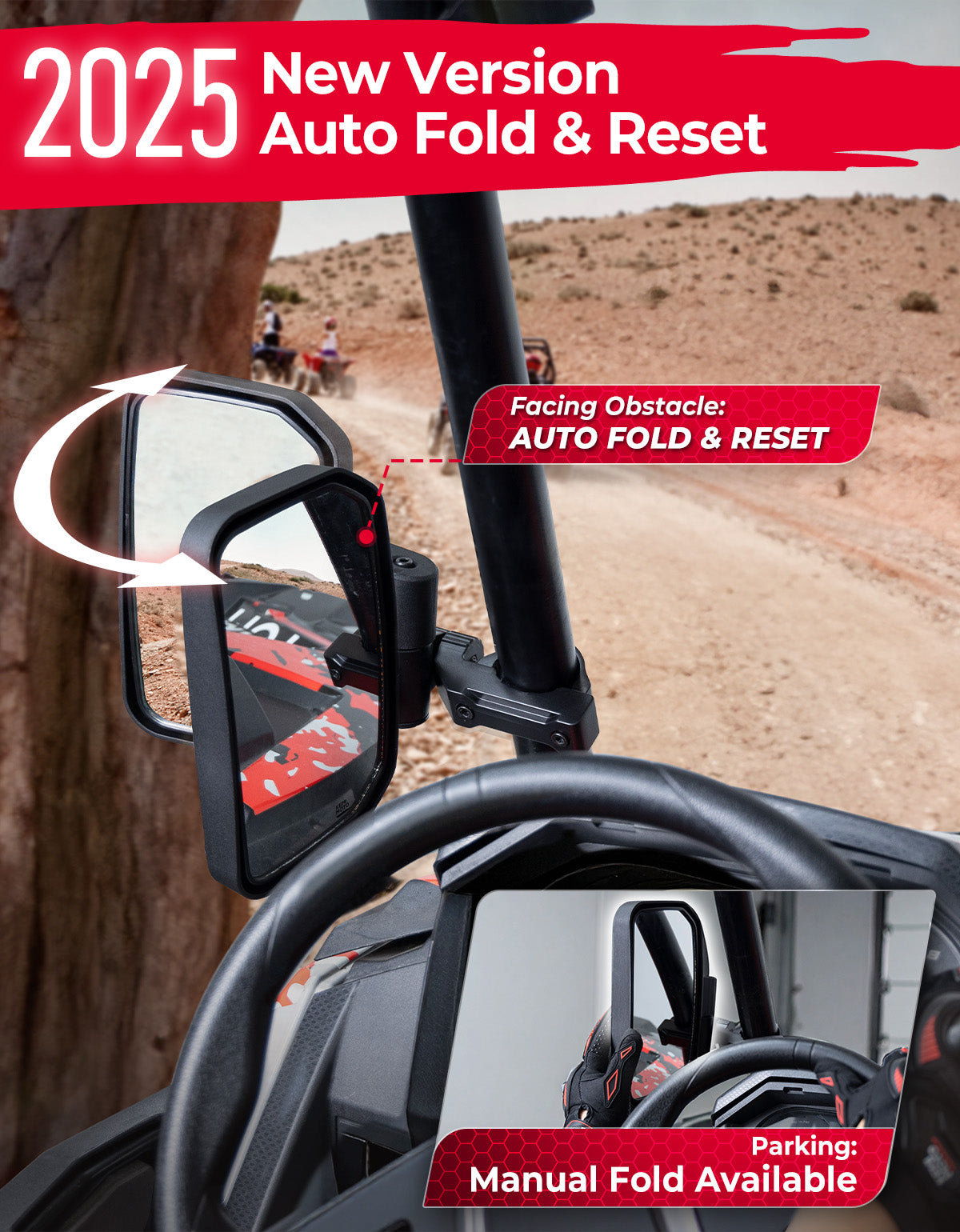 KEMIMOTO Universal specchietti laterali UTV alluminio pieghevoli