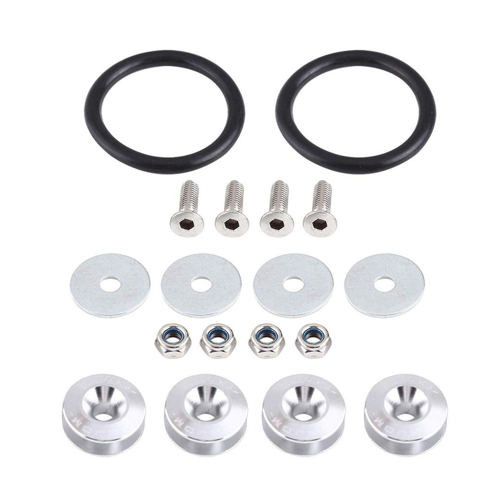 Kuuleyn Kit Sgancio Rapido Paraurti Auto Argento 4 Pezzi Alluminio