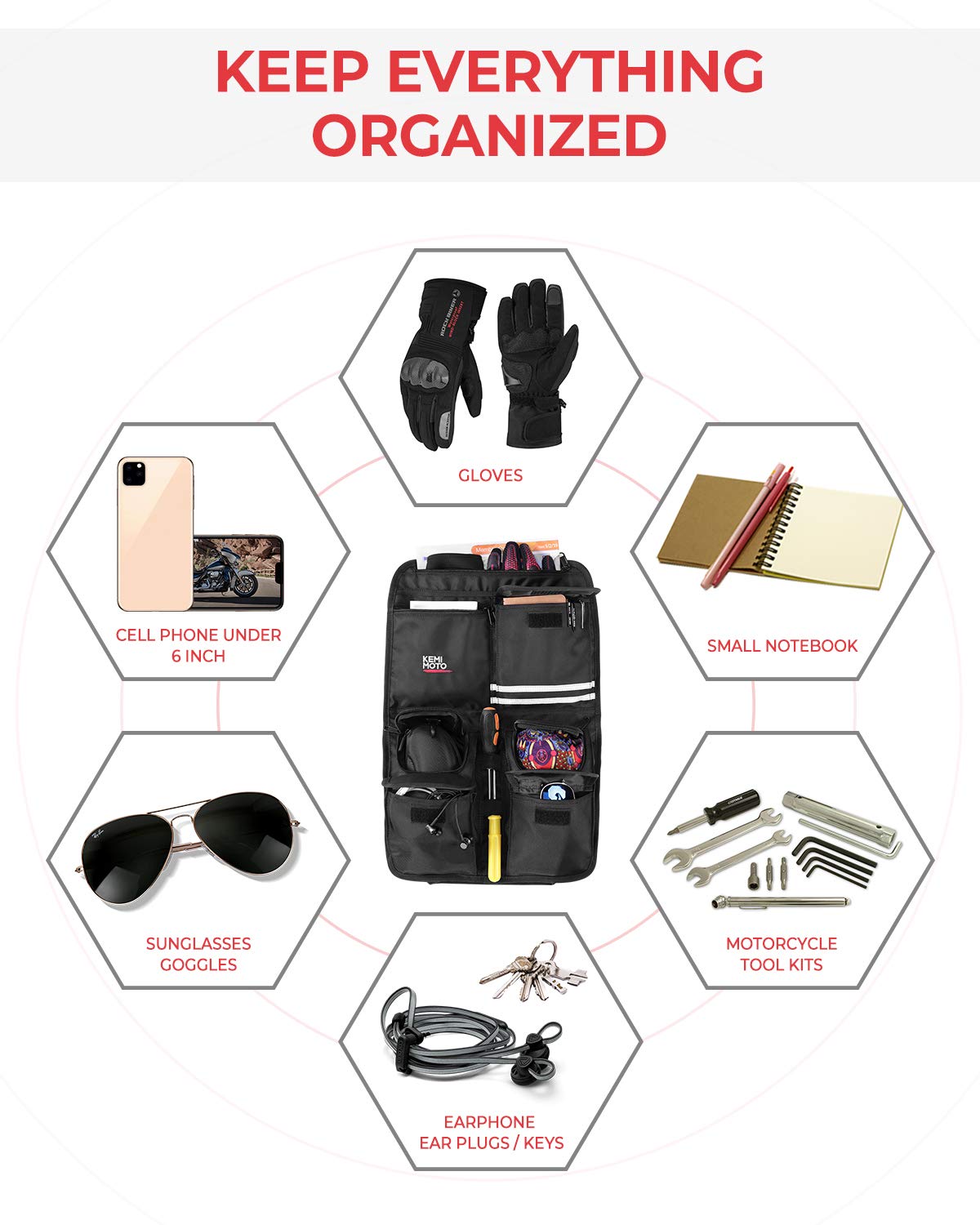 KEMIMOTO Touring organizer coperchio bauletto multi-tasca