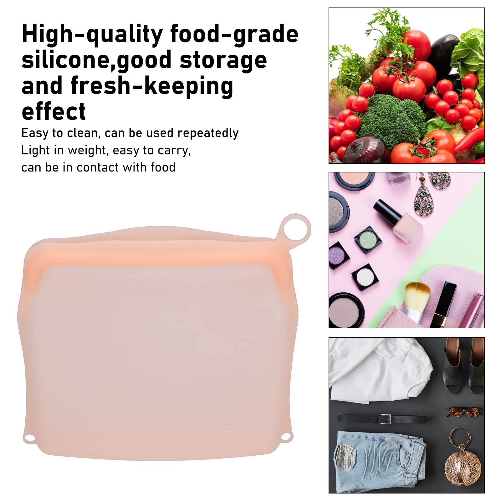 AOWINHIT Borsa Silicone M Arancione per Alimenti