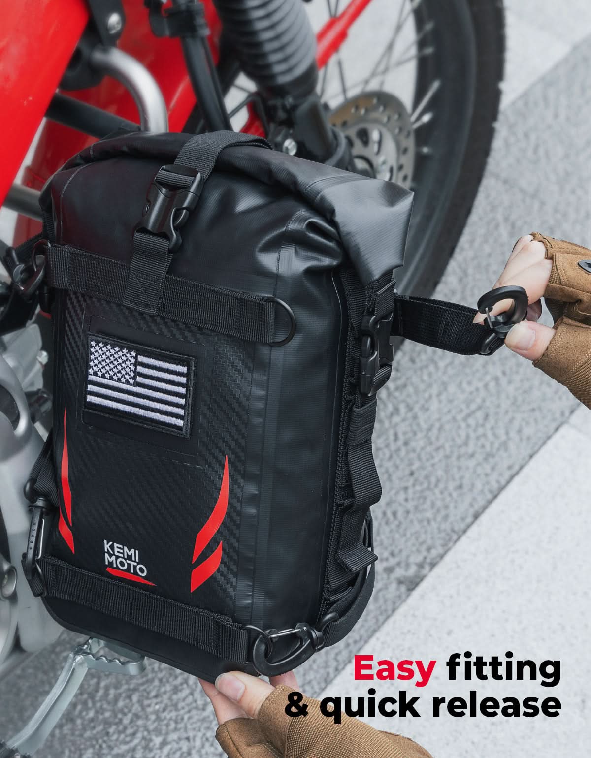 KEMIMOTO borsa codino moto impermeabile 6.5L rossa