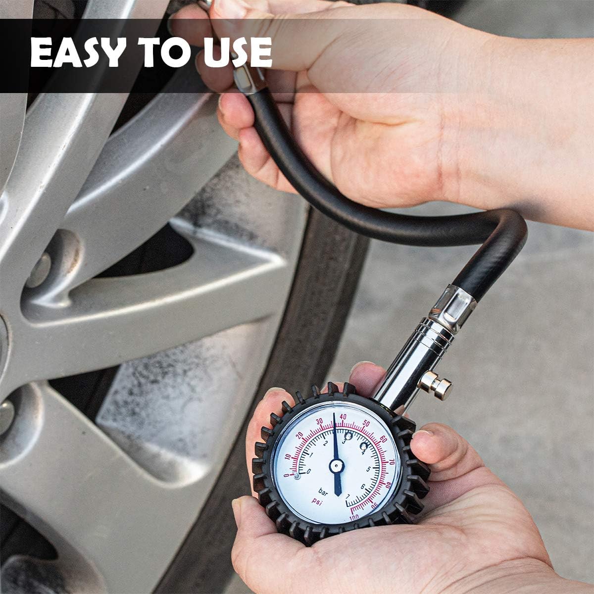 Kuuleyn 0-100 psi manometro pressione pneumatici nero