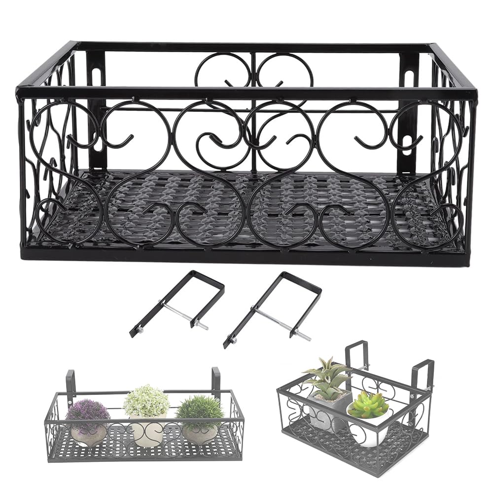 Hapivida cesto fiori ringhiera ferro nero 30 cm 6,5 cm