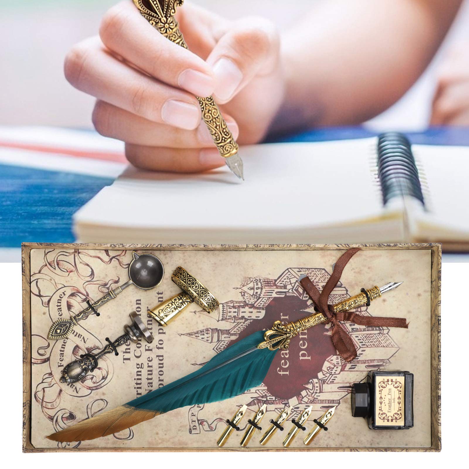 Kuuleyn Penna a Piuma Vintage verde per calligrafia