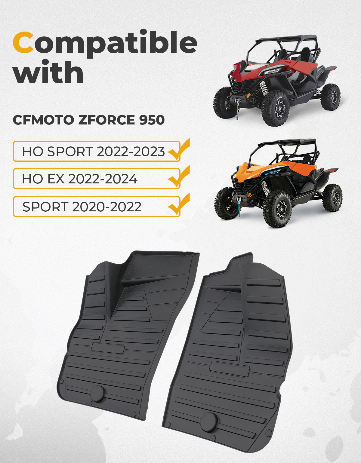 Kemimoto tappetini anteriori Zforce 950 TPE 2 pz antiscivolo