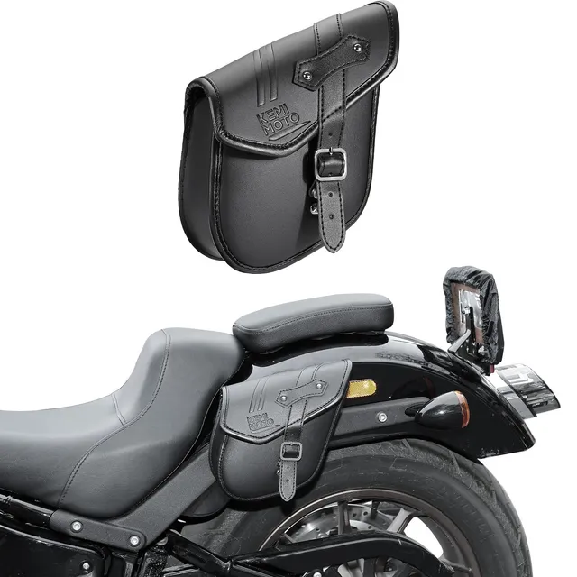 KEMIMOTO borsa laterale moto pelle per Sportster nera