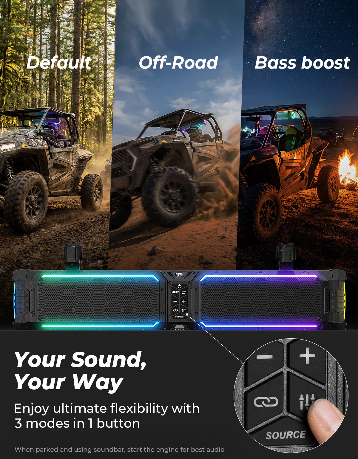 KEMIMOTO Midnight 70 Gen2 soundbar UTV 680W IP66 RGB