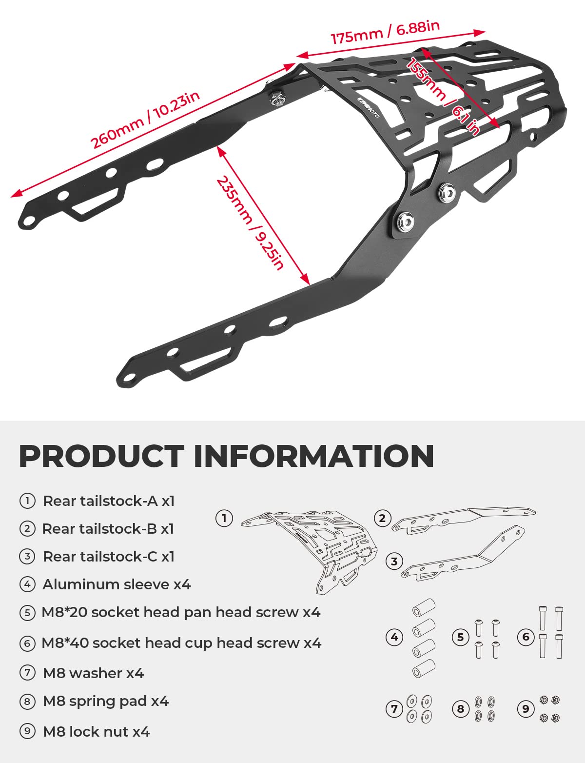 KEMIMOTO portapacchi posteriore Honda Grom 2022-2024 acciaio