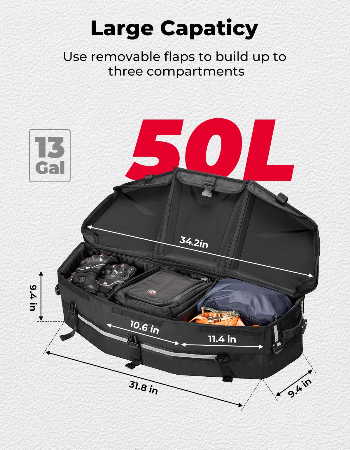 KEMIMOTO 2507 borsa ATV 50L nera termica portapacchi