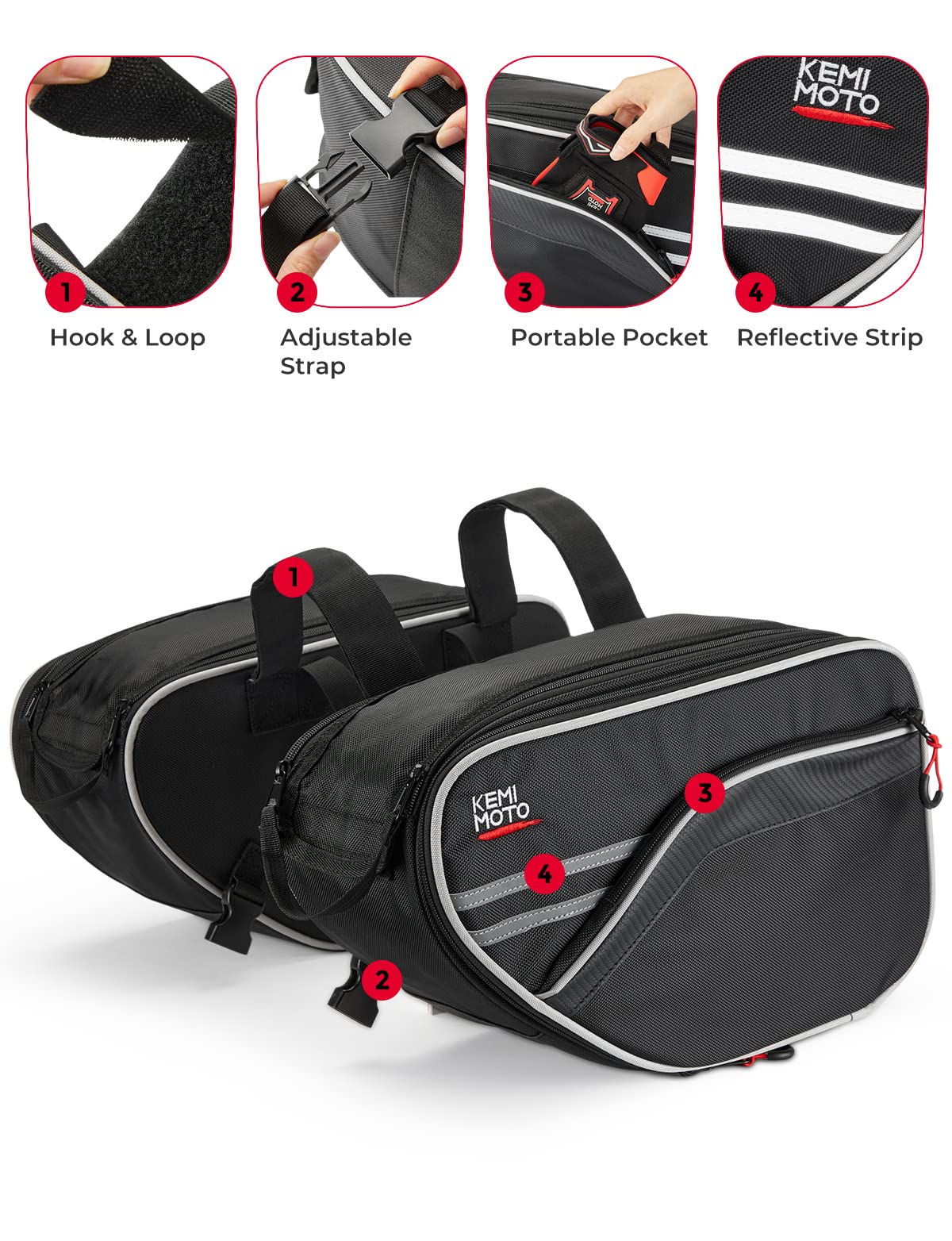 KEMIMOTO Borse Laterali Moto Impermeabili 30L per Grom