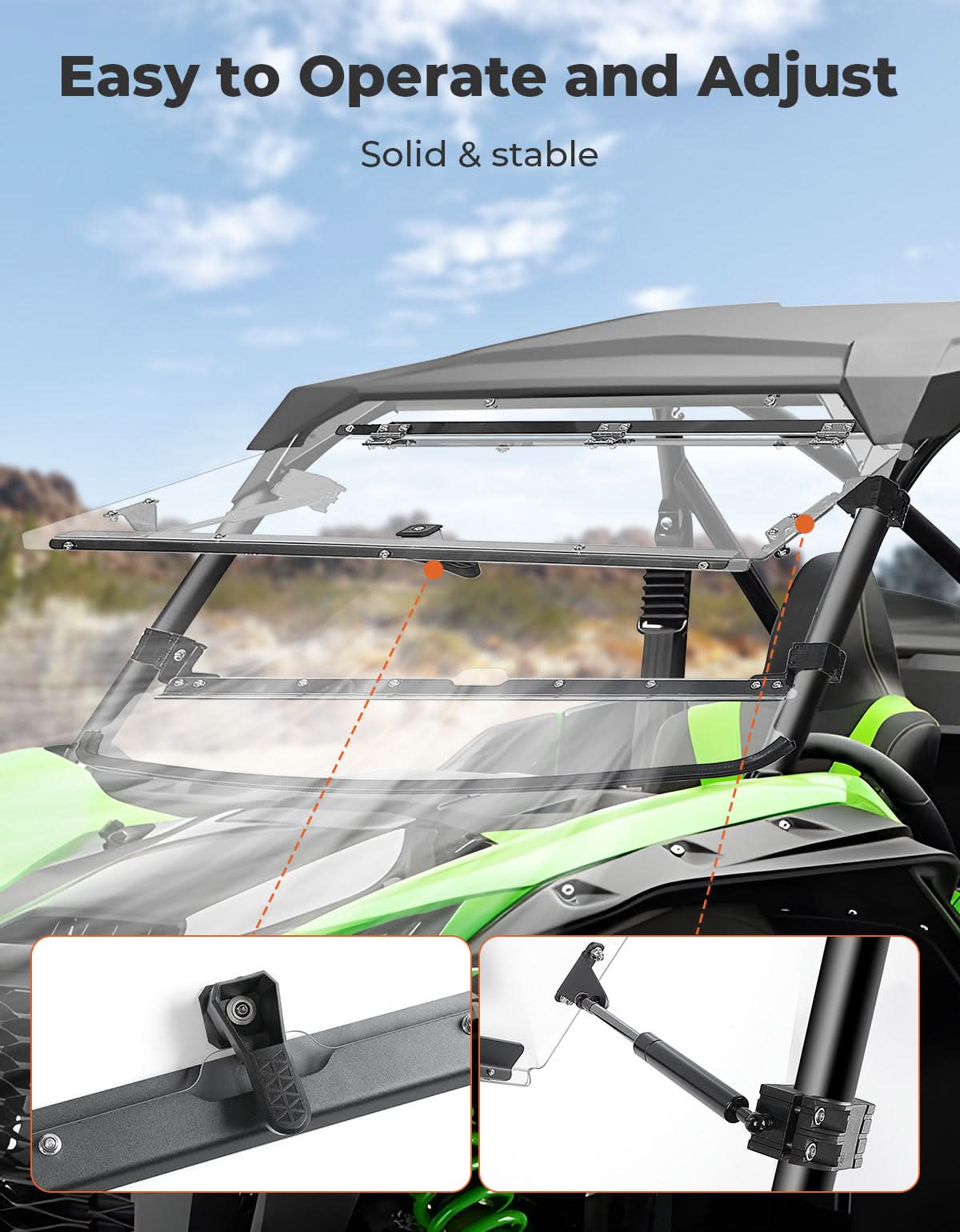 Kemimoto Teryx KRX 1000 parabrezza apribile antigraffio