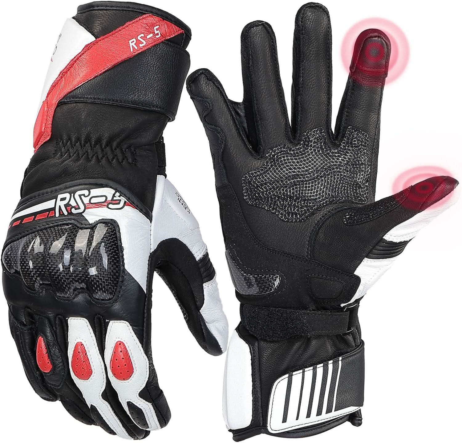 Kemimoto guanti moto pelle touchscreen neri taglia L