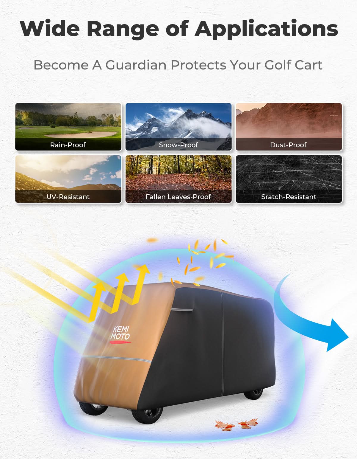 Kemimoto telo golf cart 2 posti grigio impermeabile