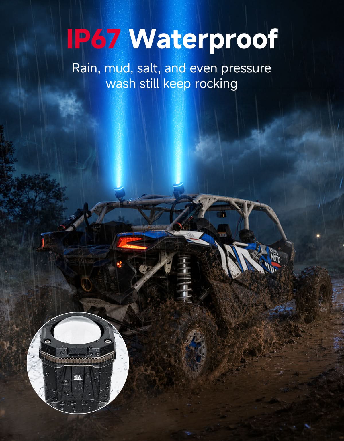 Kemimoto RGB Whipless luci led UTV ATV con freccia