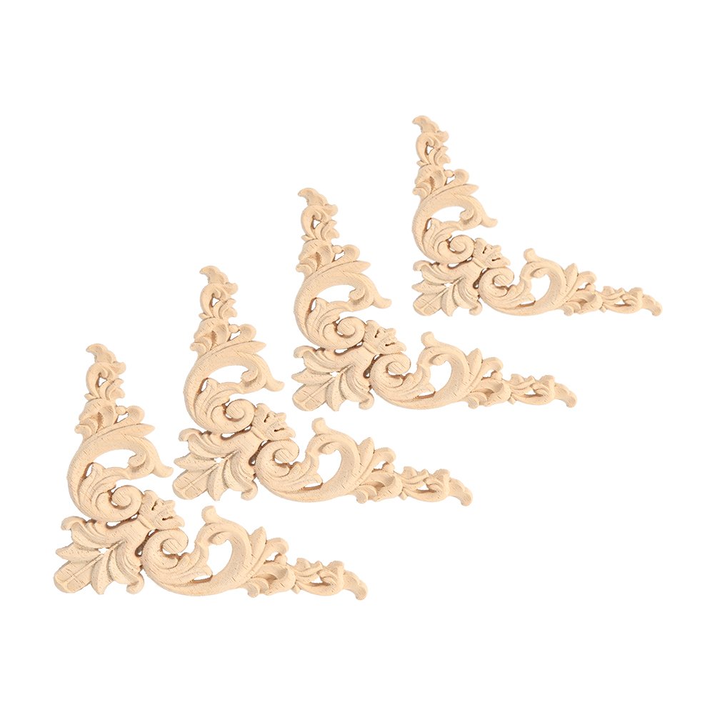 Kuuleyn Applique Legno Fiore 12x12 4 Pezzi Grezze da Verniciare