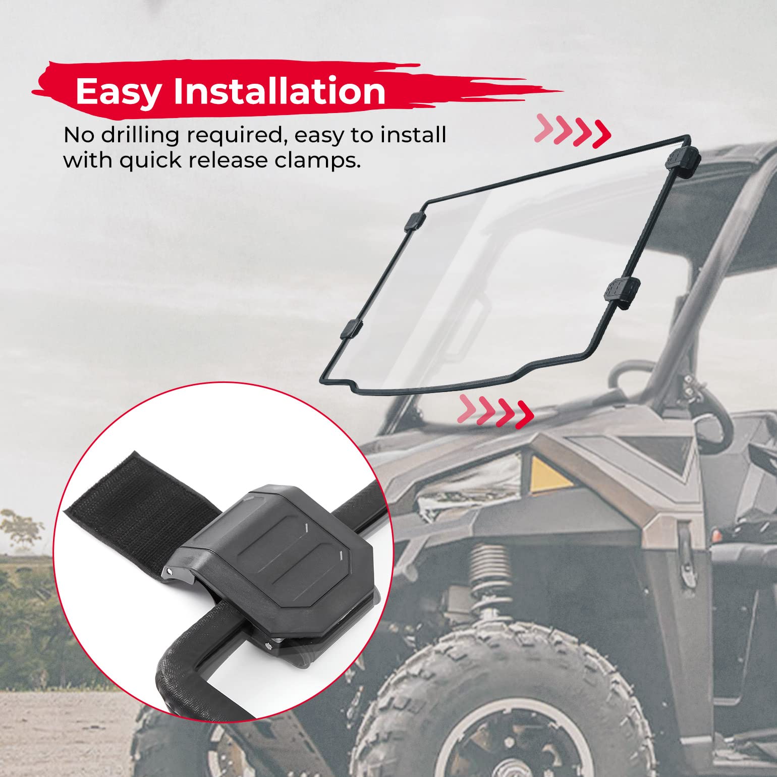 Kemimoto Ranger Midsize 500 570 parabrezza anteriore intero antishock