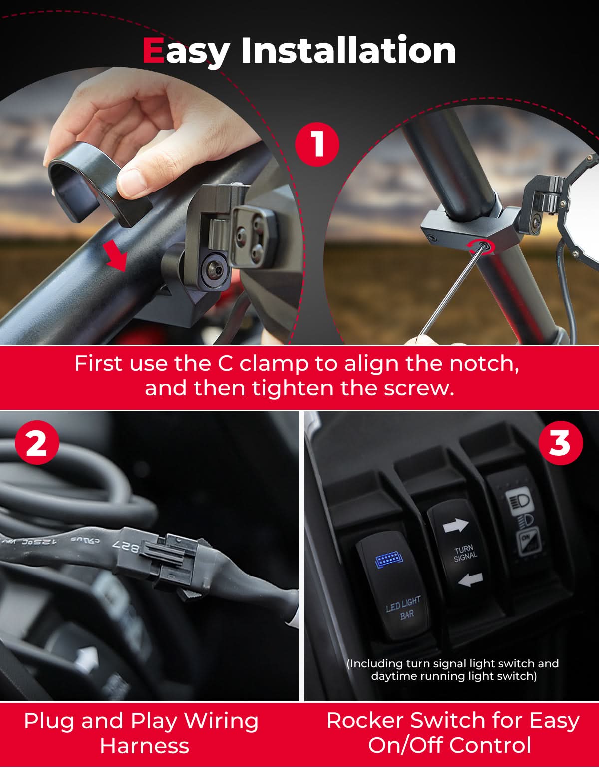 KEMIMOTO Specchietti UTV LED RZR X3 Talon con freccia