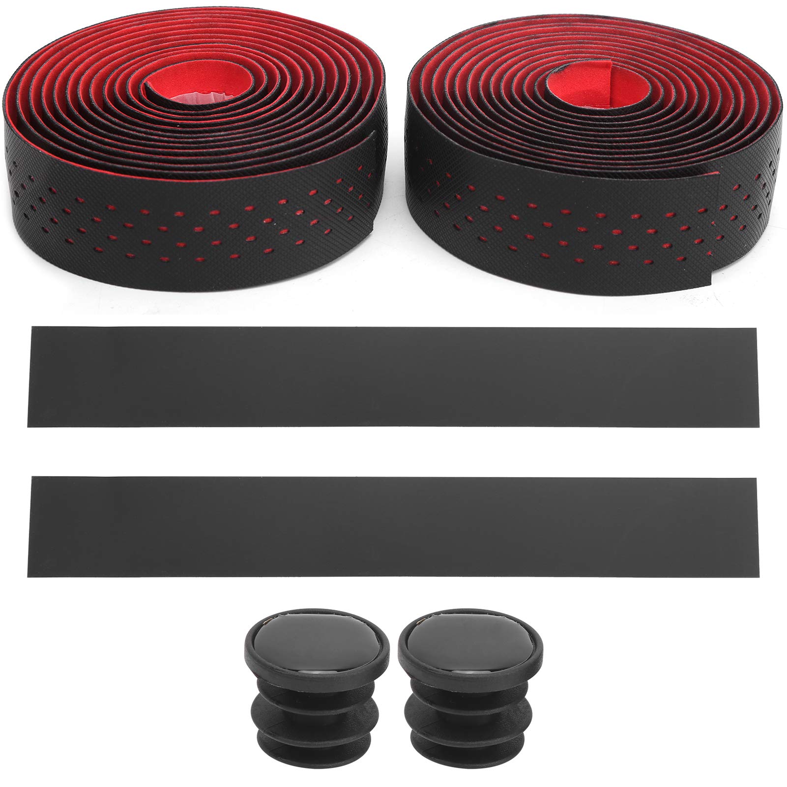 Kuuleyn Nastro Manubrio Bici Nero Rosso Coppia Antiscivolo
