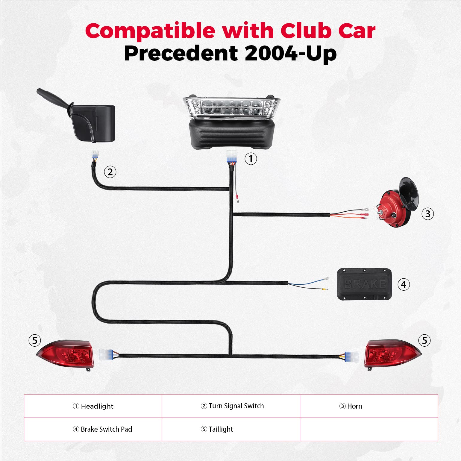 KEMIMOTO B1406-03801BK kit fari LED per Club Car Precedent 12V