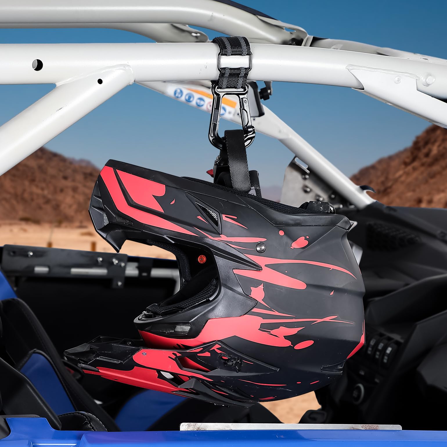 KEMIMOTO UTV gancio casco roll-bar 2 pezzi lega zinco