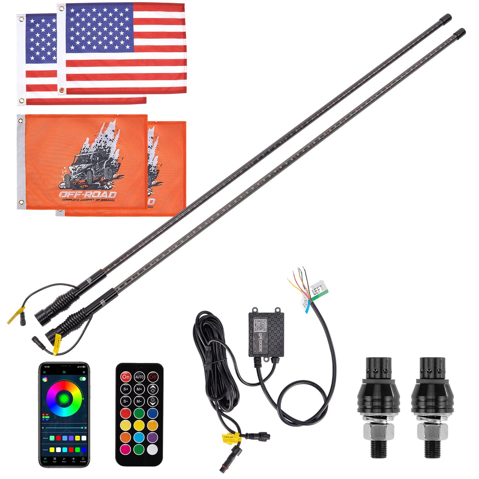 KEMIMOTO LED Whip 3FT whip light LED 2 pezzi con segnali