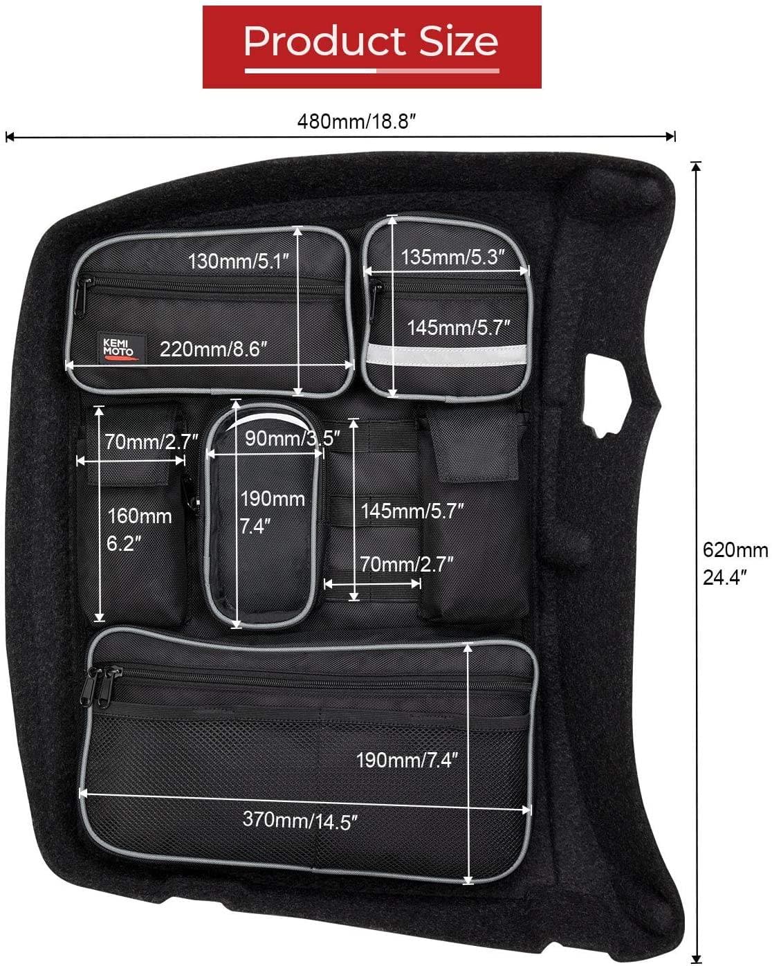 Kemimoto F1801-01001 organizer coperchio bauletto Touring multi-tasca