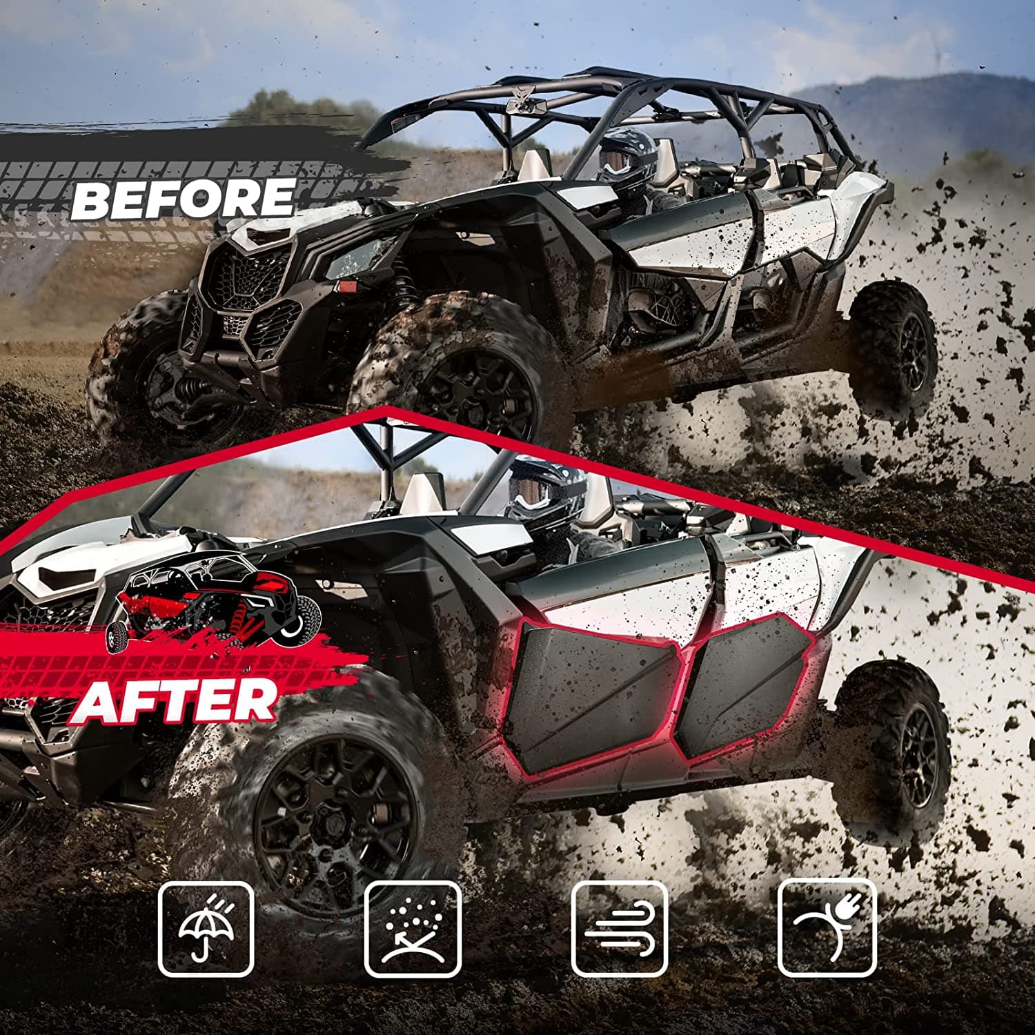 KEMIMOTO Pannelli Porta Inferiori Maverick X3 MAX 4pz Acciaio
