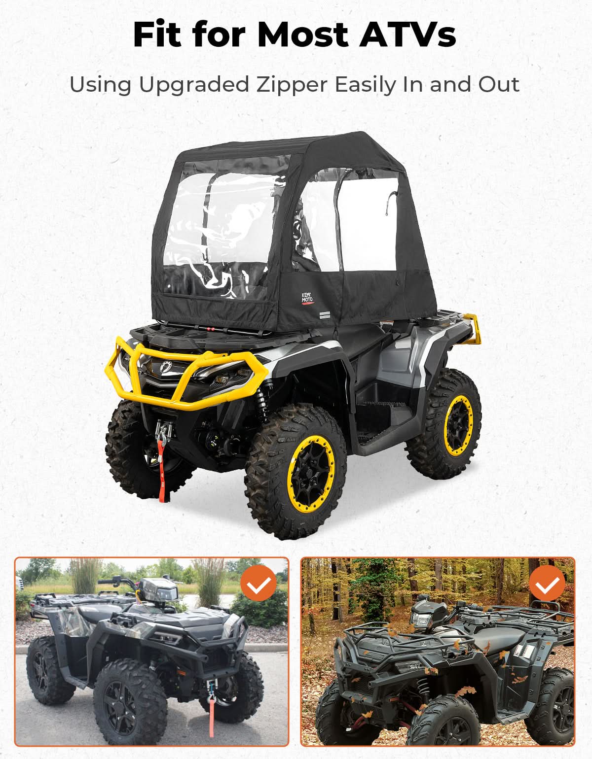 Kemimoto Telo Cabina Quad ATV Universale 6 Finestre Impermeabile