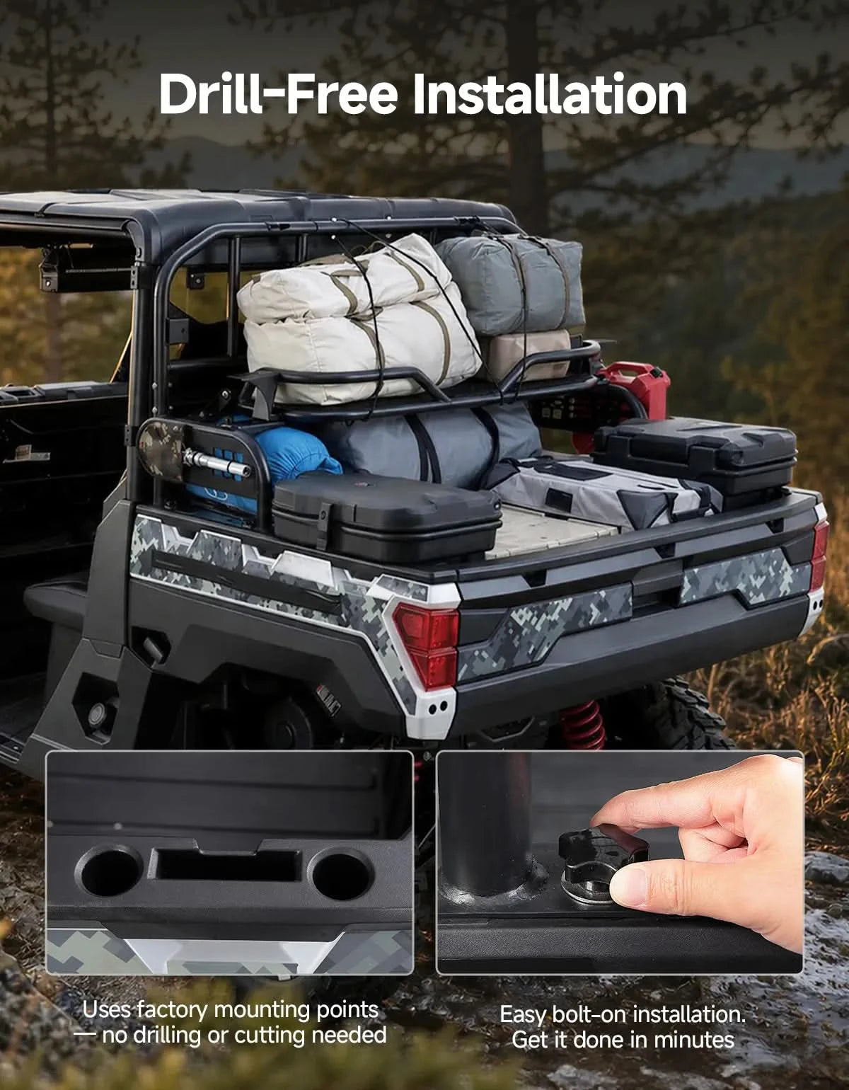 KEMIMOTO Portapacchi Posteriore UTV 2 in 1 Pieghevole 40 kg