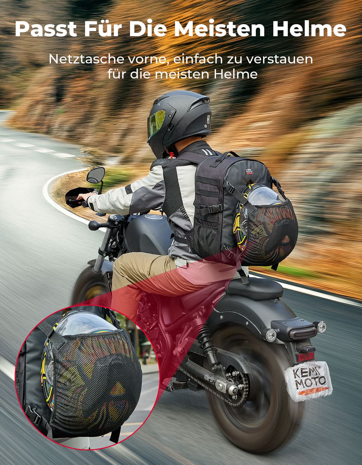 KEMIMOTO zaino porta casco impermeabile 27-35L