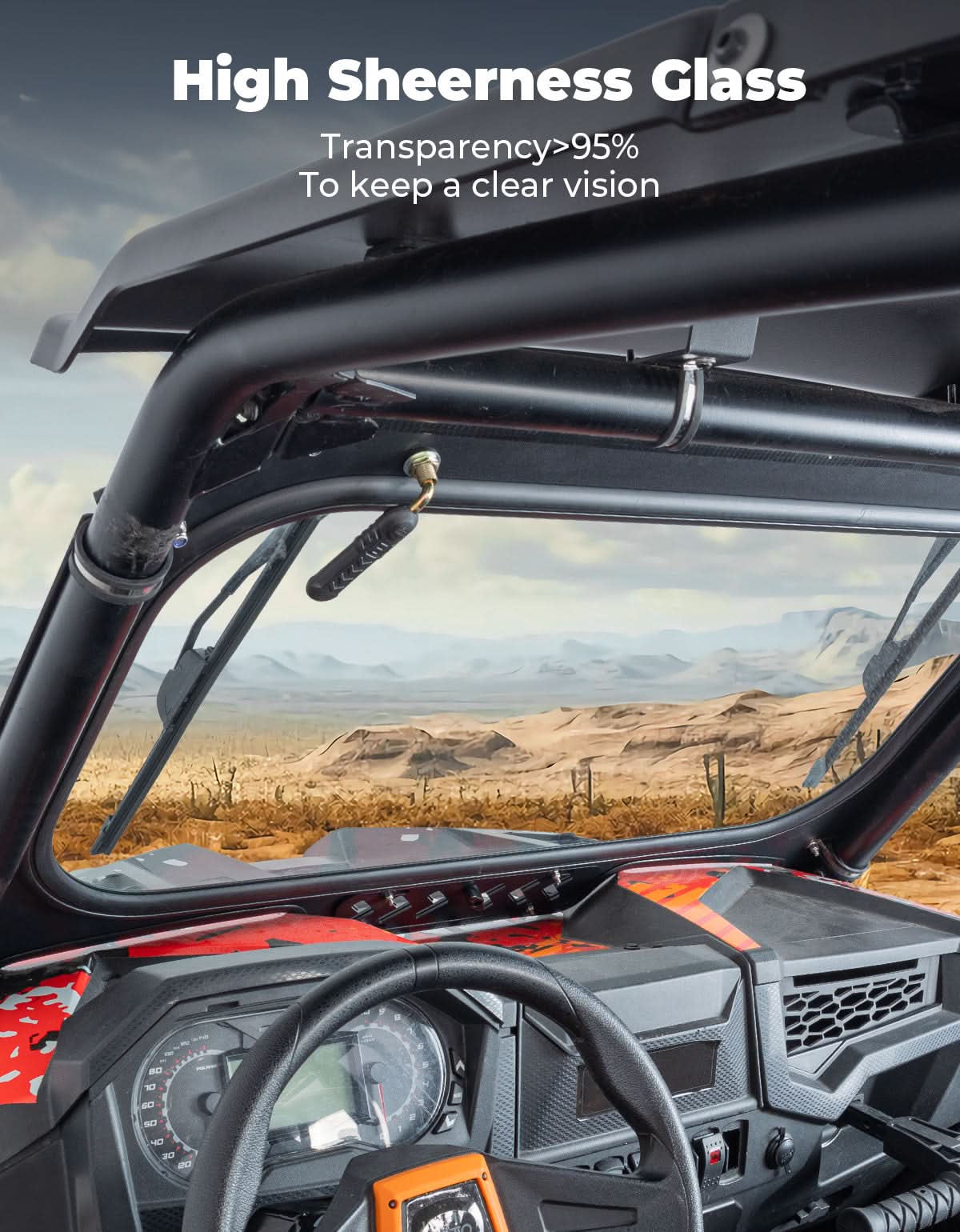 KEMIMOTO RZR XP parabrezza in vetro Polaris RZR XP 1000 2 tergicristalli