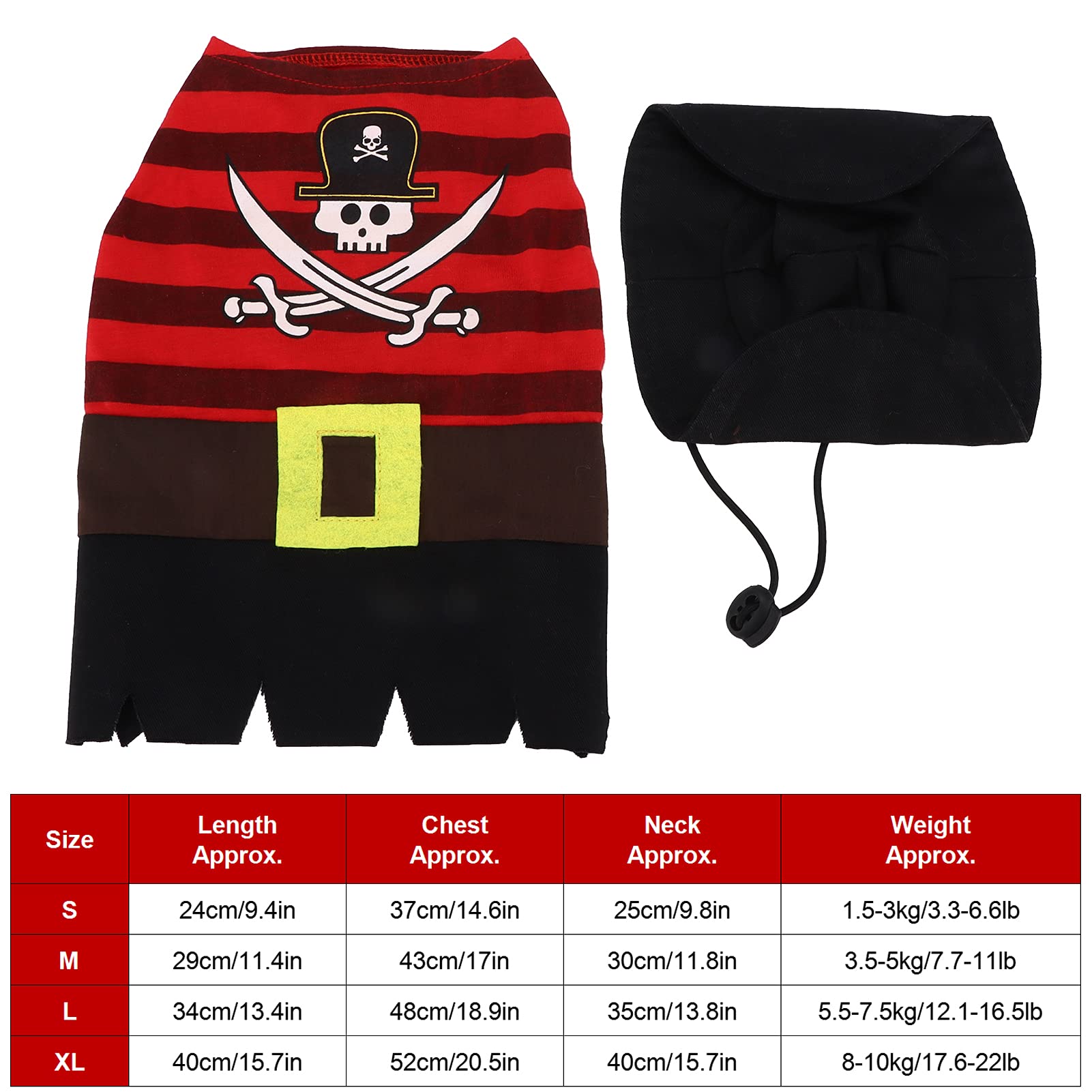 Kuuleyn Costume Pirata per Cani XL in Poliestere Lavabile