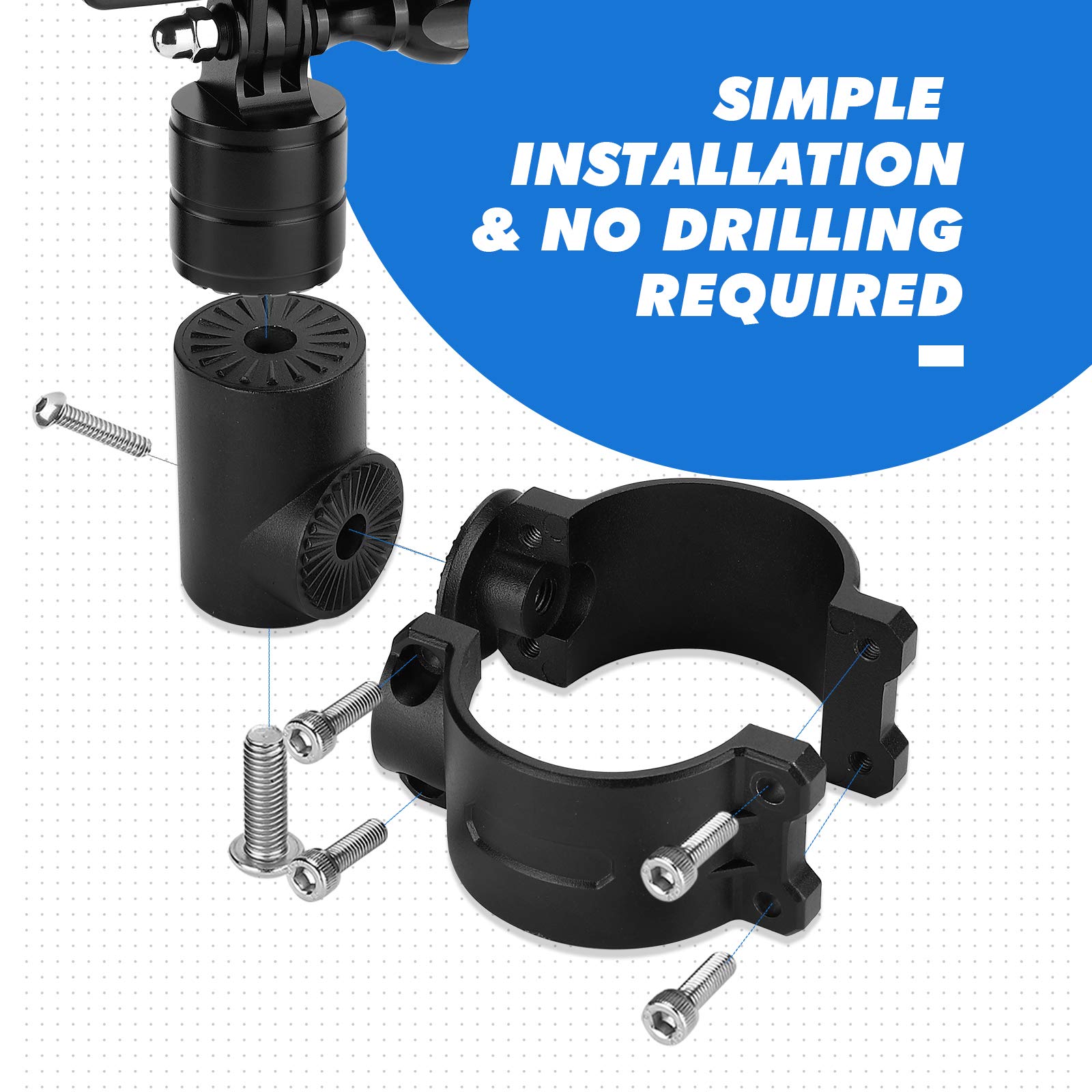 KEMIMOTO B1201-02601BK Supporto GoPro Roll Bar Alluminio
