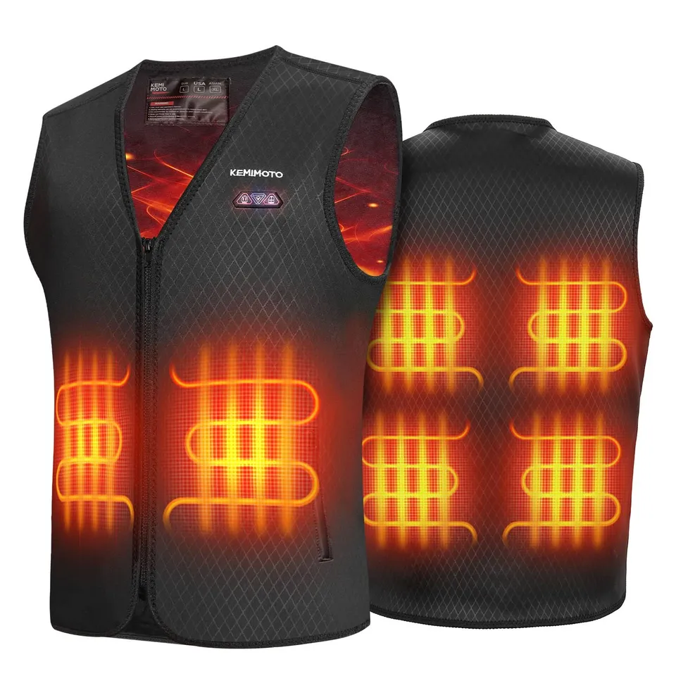KEMIMOTO Gilet Riscaldato Uomo Nero 6 Zone