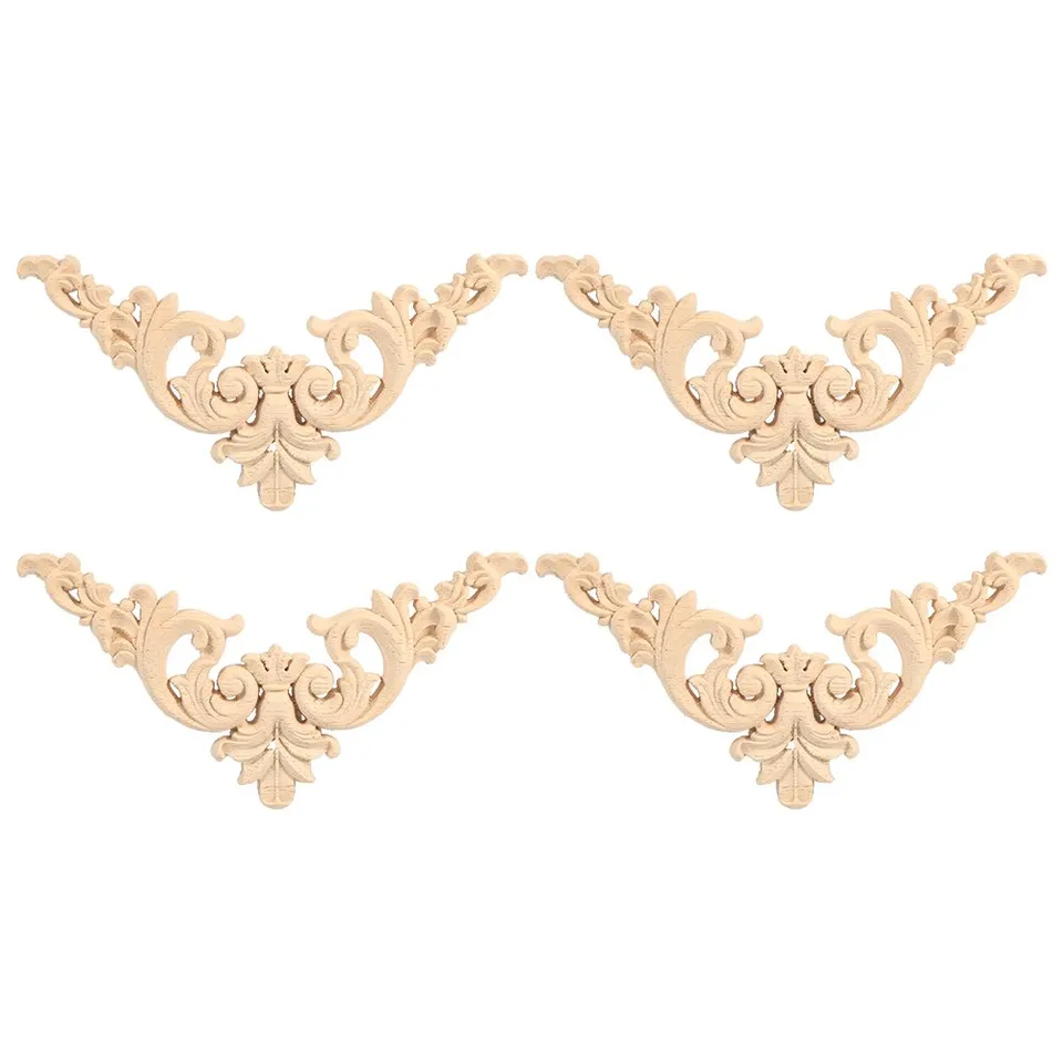 Kuuleyn Applique Legno Fiore 12x12 4 Pezzi Grezze da Verniciare