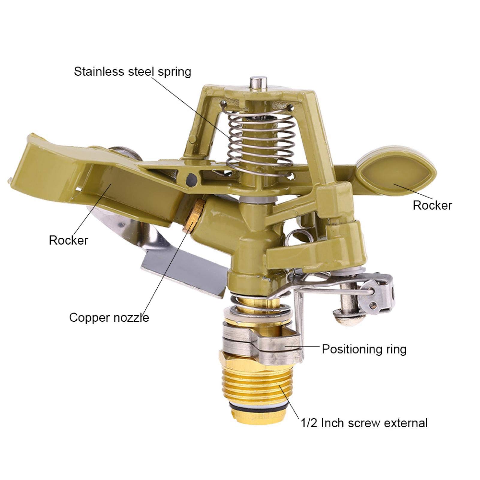 Kuuleyn Irrigatore Rotante Zinco 360° 1/2" Giardino 1 Pezzo