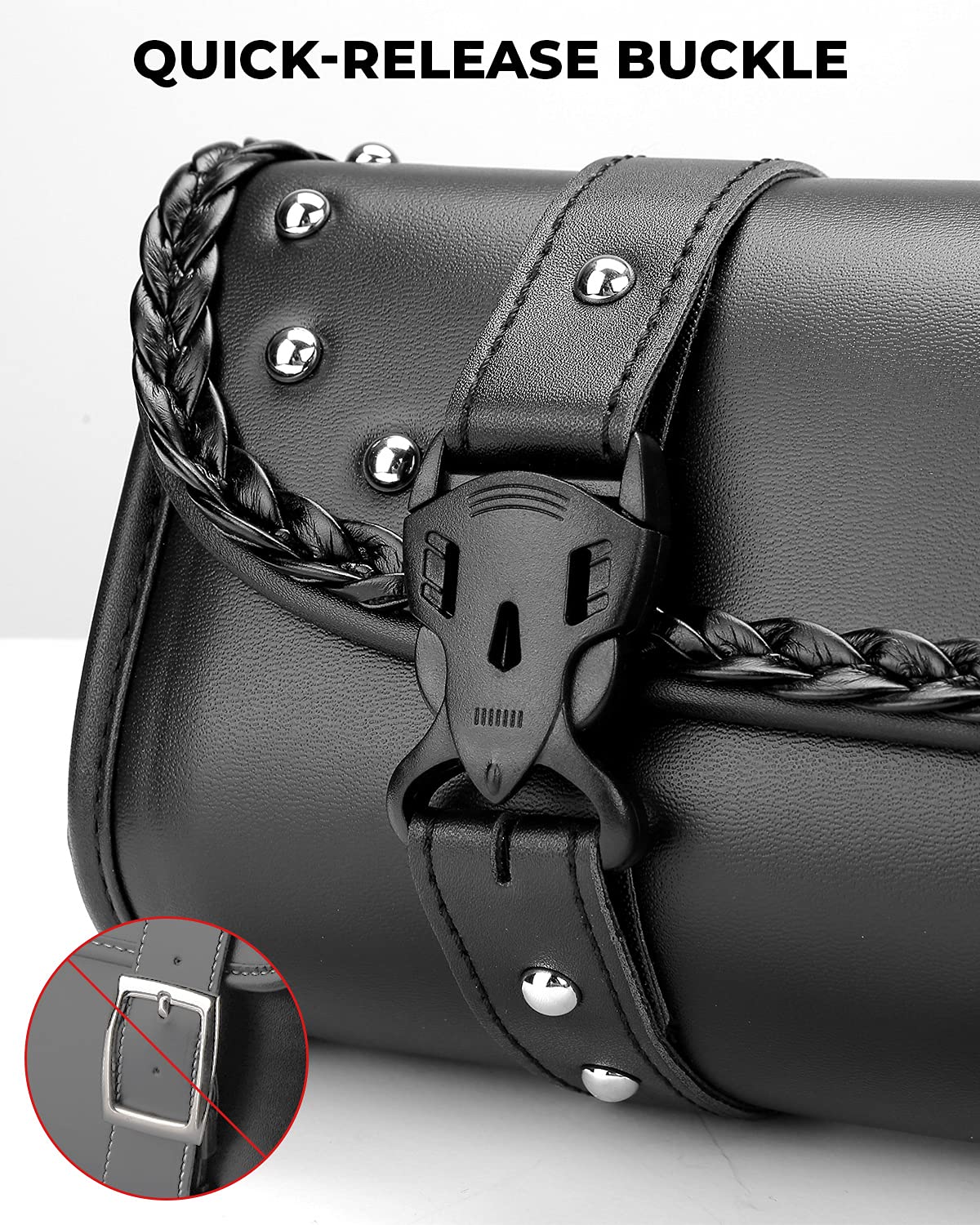 KEMIMOTO borsa forcella moto pelle PU nera