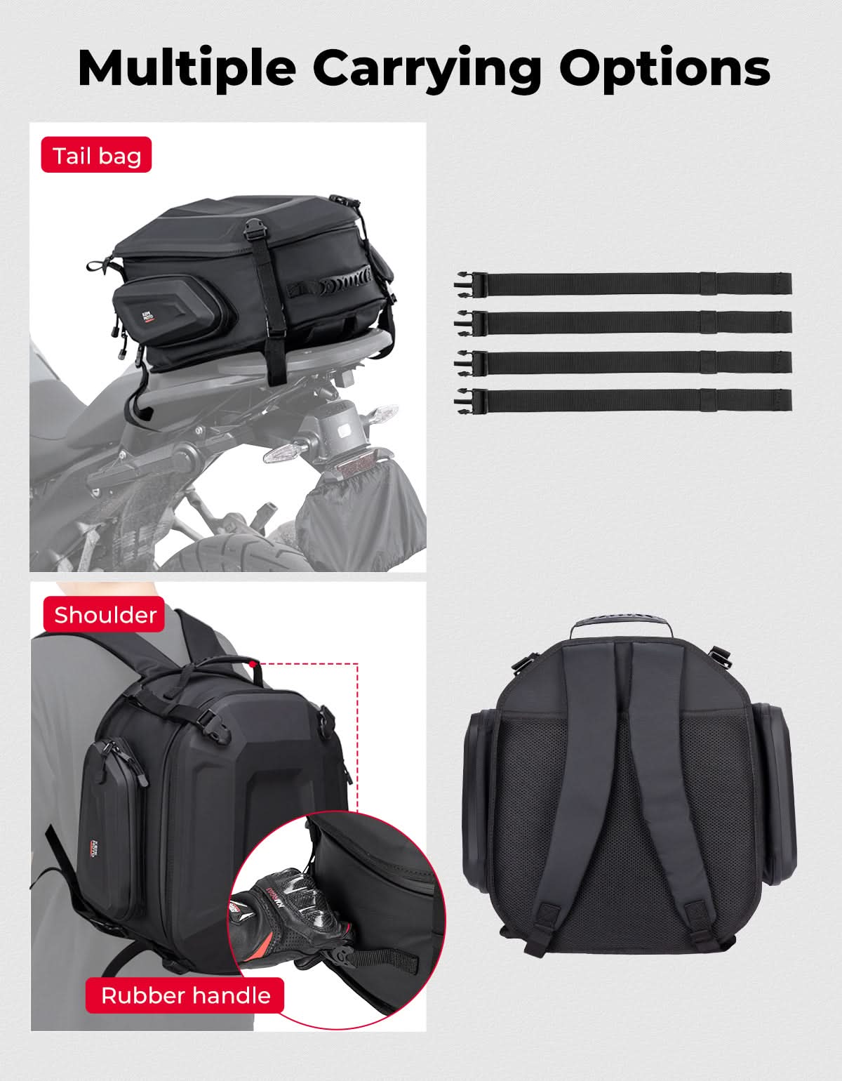 KEMIMOTO borsa posteriore moto rigida 23-35L impermeabile