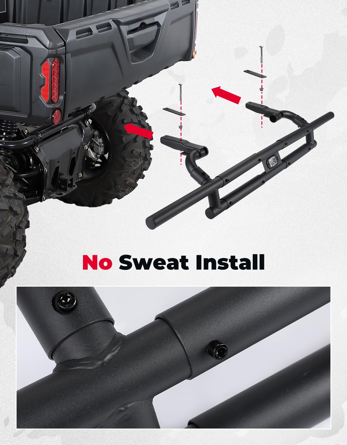 Kemimoto Defender paraurti posteriore con luce acciaio