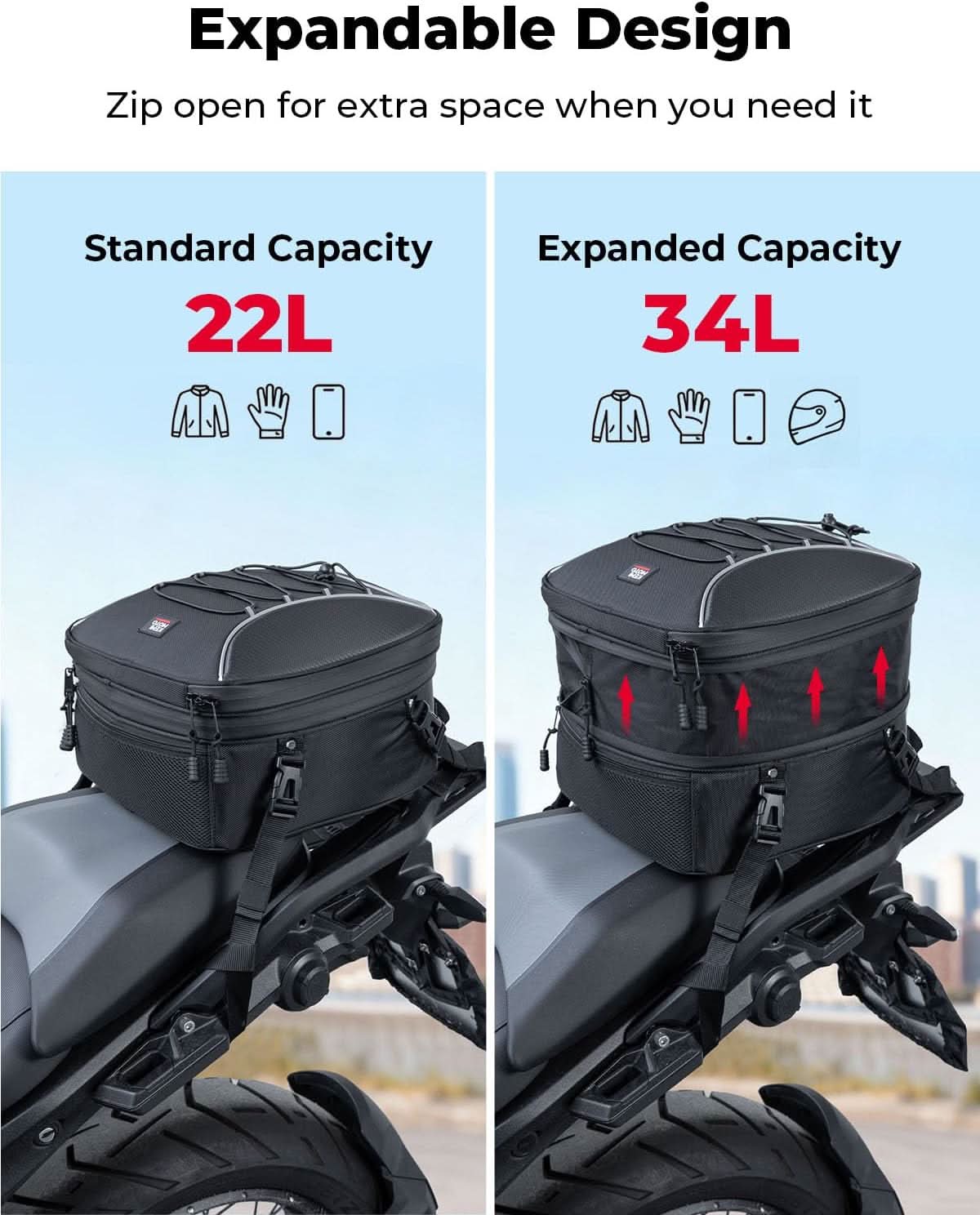 KEMIMOTO 2605 borsa posteriore moto 22-34L con frigo