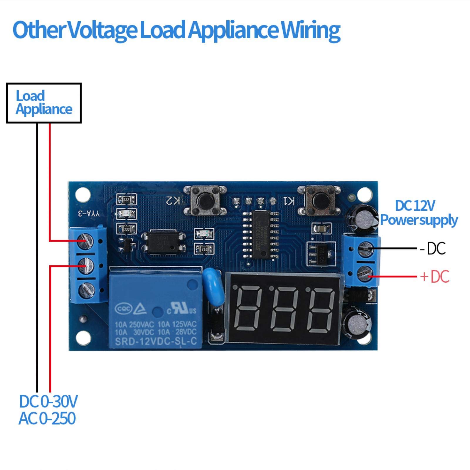Kuuleyn Rele Temporizzatore Ciclico 12V DC con Display LED